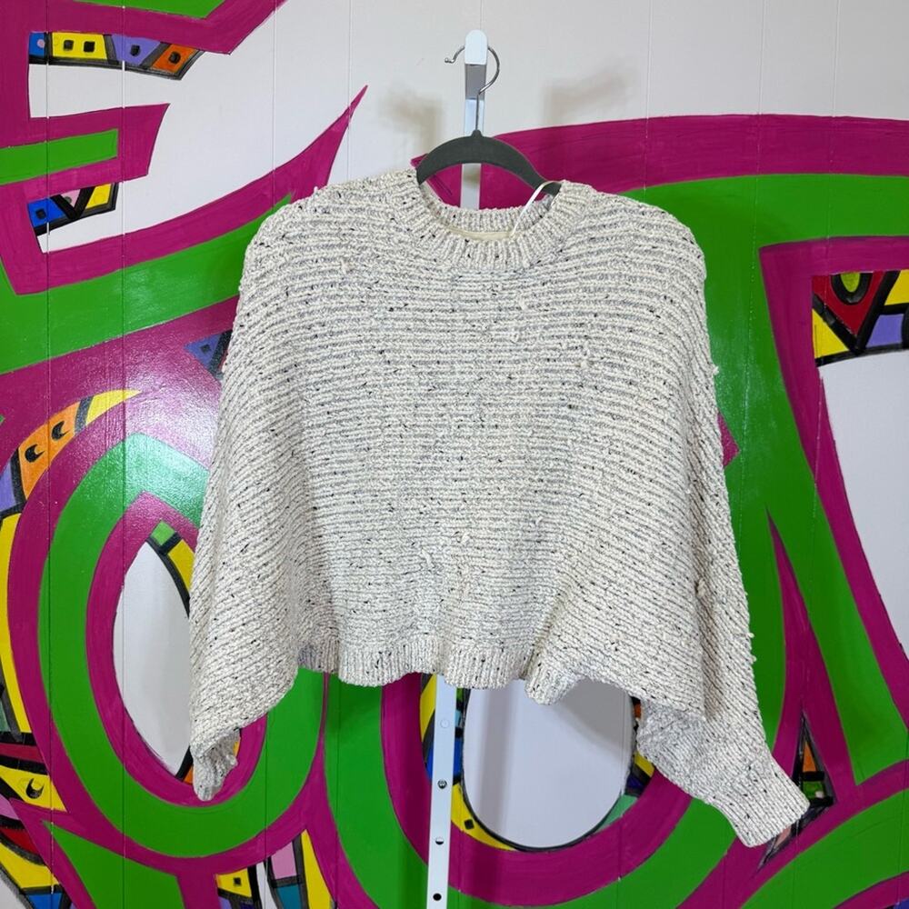 RD Style, Cream Boat Neck Knit Sweater with Cropped Fit. Size Small.
